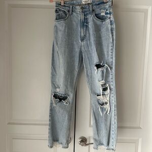 A&F Distressed 90’s straight curve love Jeans